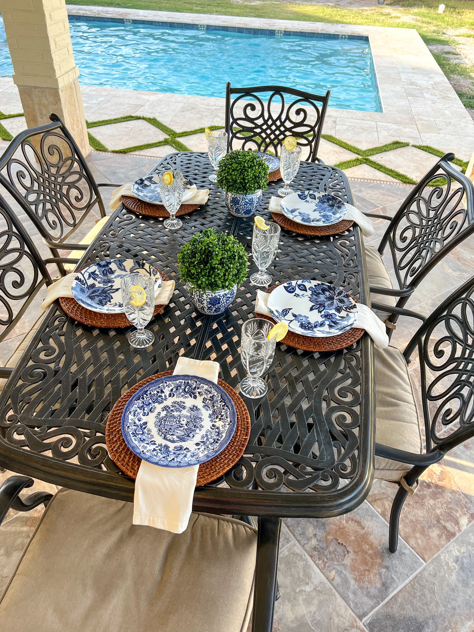  Aluminum 6 chair patio dining set
Rubbed bronze
Traditional 
Walmart finds 
French 
Grand-millennial style
Blue and white decor
Neutral seat cushions
Frontgate look a like 
Look for less
Patio and pool
Decor


#LTKSeasonal #LTKFind #LTKhome