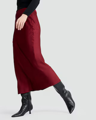 F&F Satin Midi Slip Skirt in Red | Tesco F&F
