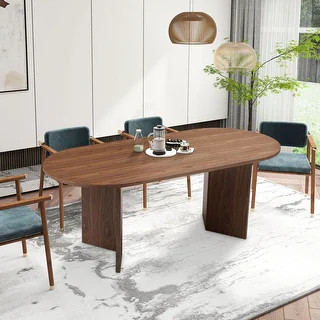Oval 78in Walnut Kitchen Wood Dining Table for Dining Room - Walnut Color | Bed Bath & Beyond