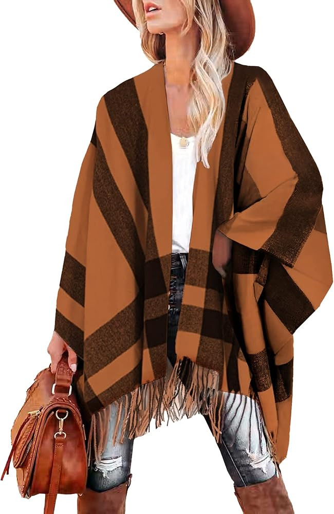 Breezy Lane Women's Shawl Wraps Poncho Sweater Open Front Cape Cardigan for Fall Winter Holiday | Amazon (US)