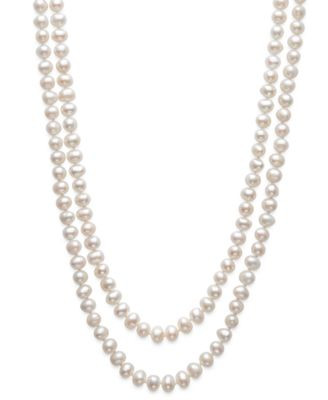 Belle de Mer Cubic Zirconia Sterling Sliver 2-Row Necklace - White | Macy's