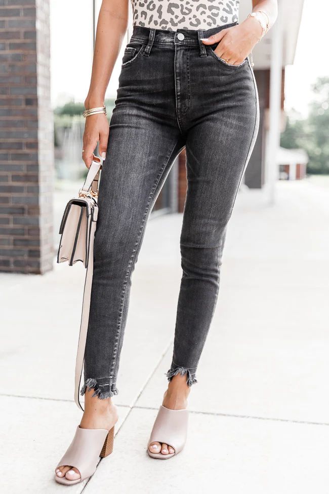 Bella Distressed Hem Black Jeans | The Pink Lily Boutique