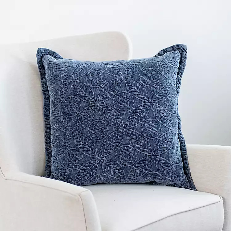 Navy Medallion Chenille Jacquard Pillow | Kirkland's Home