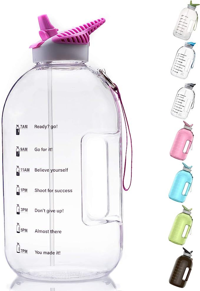 BOTTLED JOY 1 Gallon Water Bottle with Straw Lid, BPA Free Large Water Bottle with Motivational T... | Amazon (US)