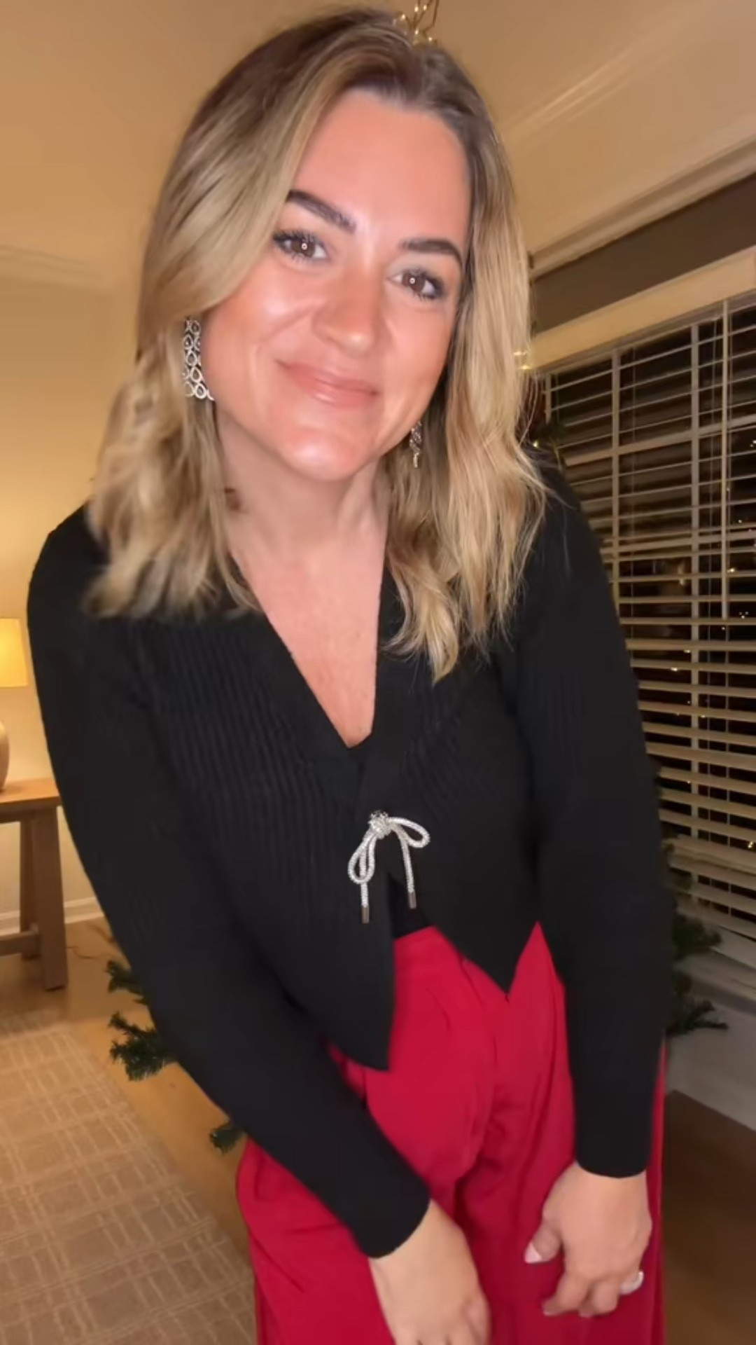 If you’re looking for the perfect holiday dress pants these red ones from Amazon are it! They are stunning!!!  I paired them with my black bodysuit from Amazon, my cardigan from Walmart and these bow kitten heels that I cannot believe came from Walmart.

#LTKHoliday #LTKootd