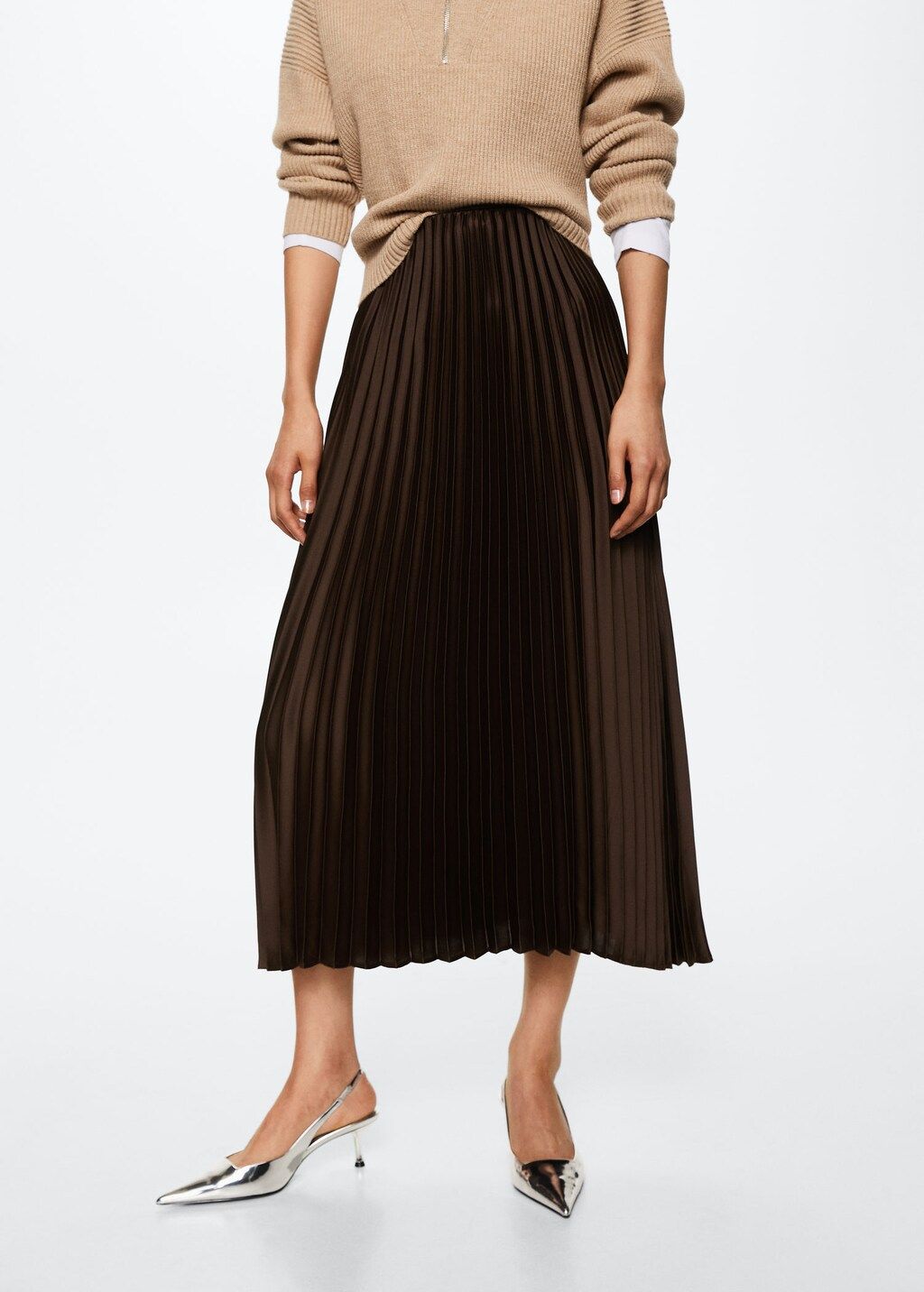 Satin pleated skirt -  Women | Mango USA | MANGO (US)