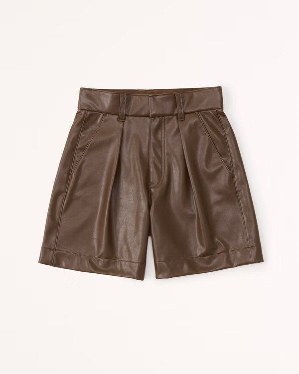 6 Inch Vegan Leather Tailored Shorts | Abercrombie & Fitch (US)