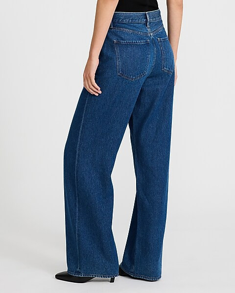 High Waisted Dark Wash Wide Leg Jeans | Express