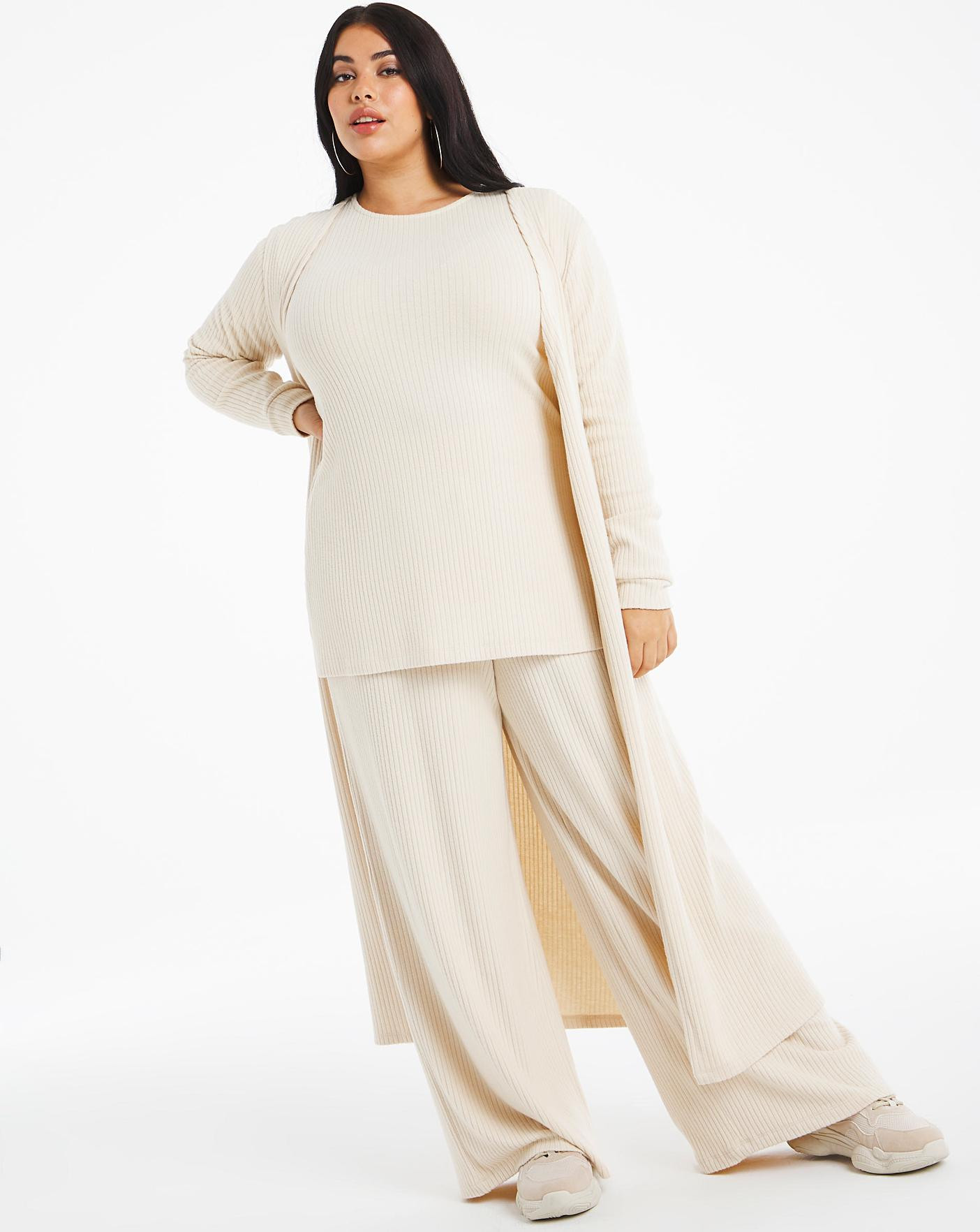 Oatmeal Ribbed LongLine Cardigan | Simply Be (UK)