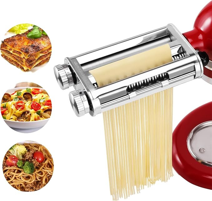 FavorKit Pasta Maker Attachment for KitchenAid Mixers,3 in 1 Set Included Pasta Sheet Roller, Spa... | Amazon (US)