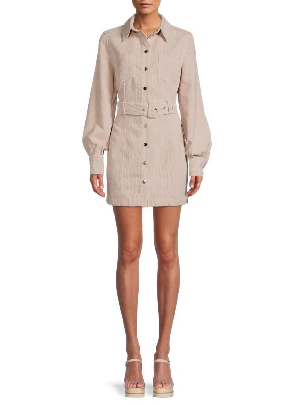 Belted Corduroy Mini Shirtdress | Saks Fifth Avenue OFF 5TH