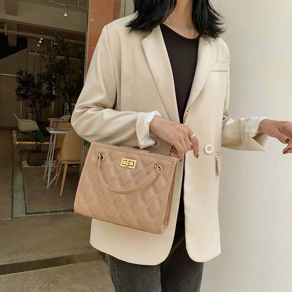 Vakind Solid Color Women Chain Handbag Leather Messenger Shoulder Tote Bag (Camel) | Walmart (US)