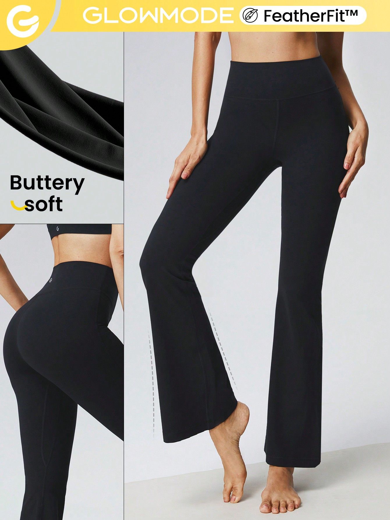 GLOWMODE 31" FeatherFit™ Yoga Flare Leggings Buttery-Soft Tummy Control Fitness Bootleg Pants | SHEIN