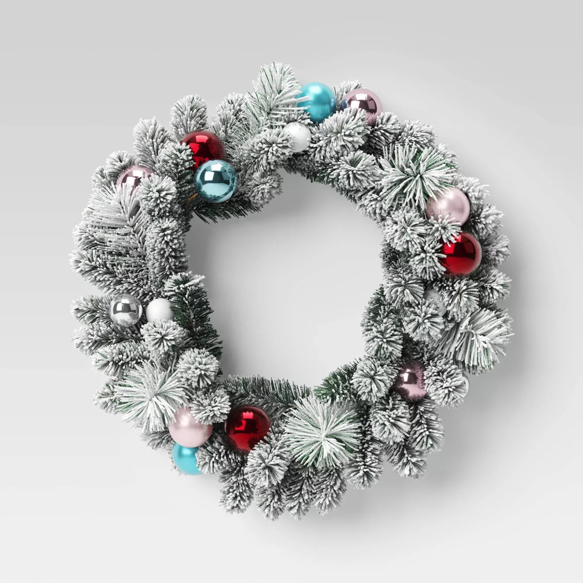 24" Flocked Pine with Ornaments Artificial Christmas Wreath Green/Brights - Wondershop™ | Target