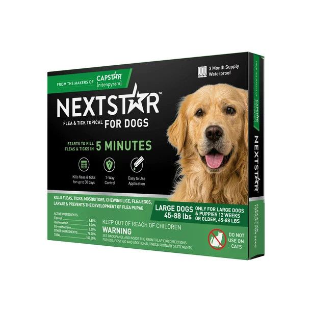 NEXTSTAR Flea & Tick Topical Prevention for Dogs 45-88 lbs, 3-Month Supply | Walmart (US)