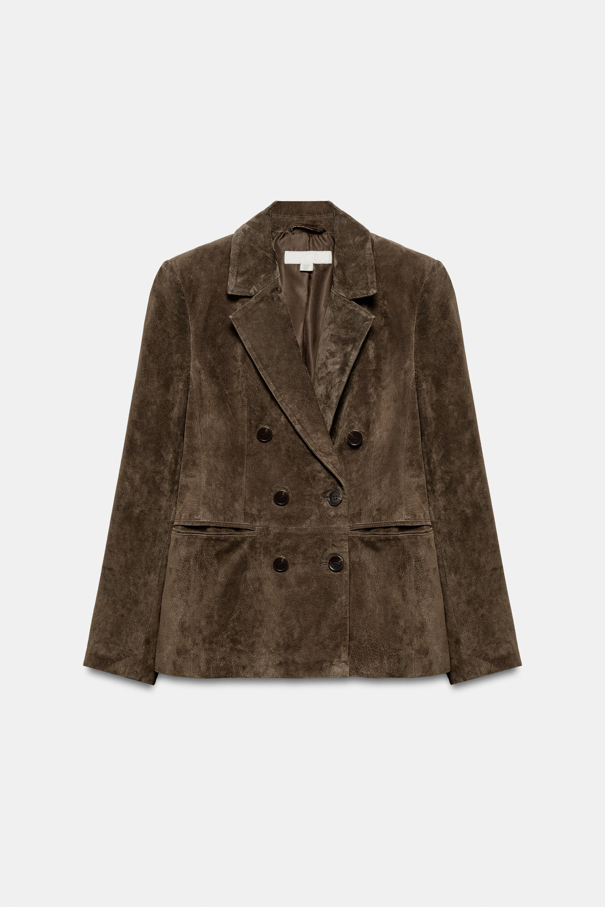 DOUBLE-BREASTED 100% SUEDE LEATHER BLAZER | Zara US