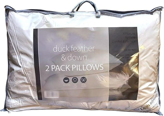 Casabella Duck Feather & Down Pillows- Luxurious Comfort for Restful Sleep-Hypoallergenic & Anti ... | Amazon (UK)