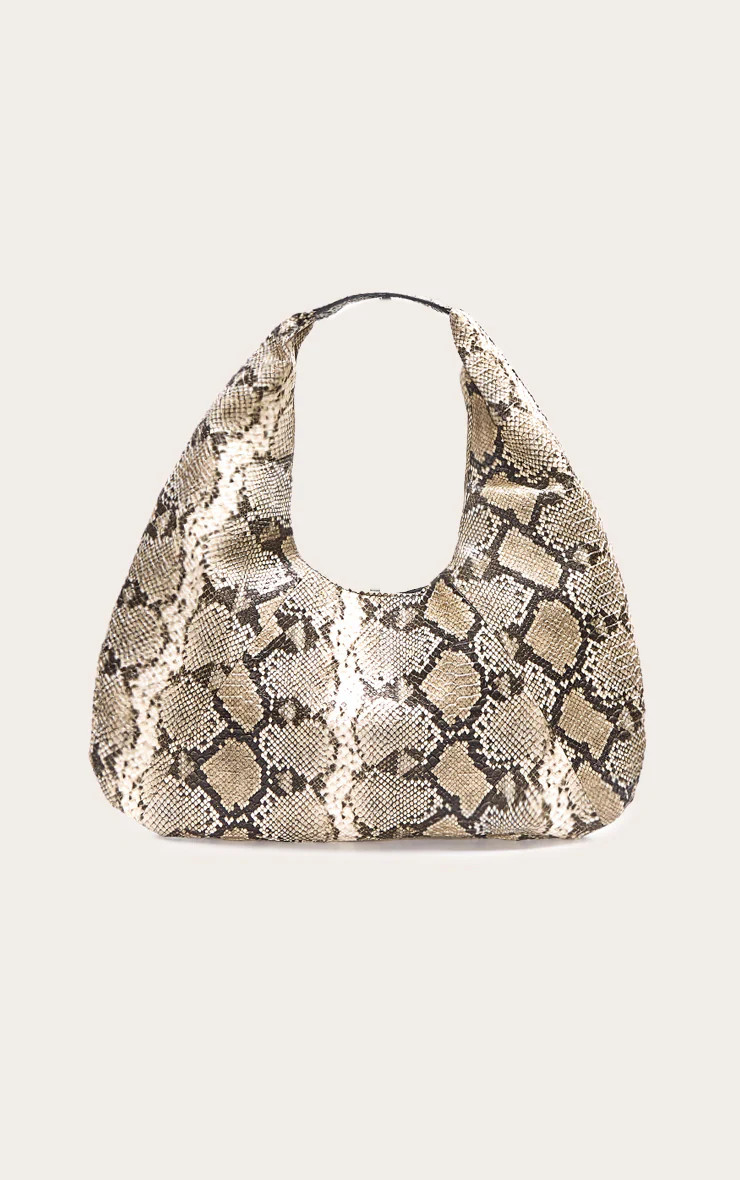 Snake Print Pu Rounded Tote | Pretty Little Thing (Australia & New Zealand)