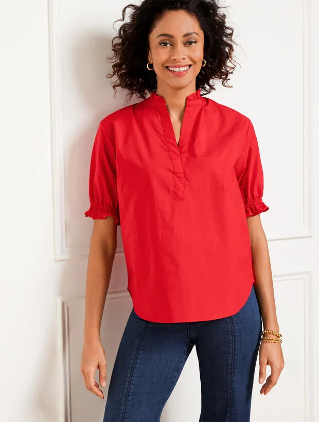 Fresh Poplin Ruffle Popover | Talbots
