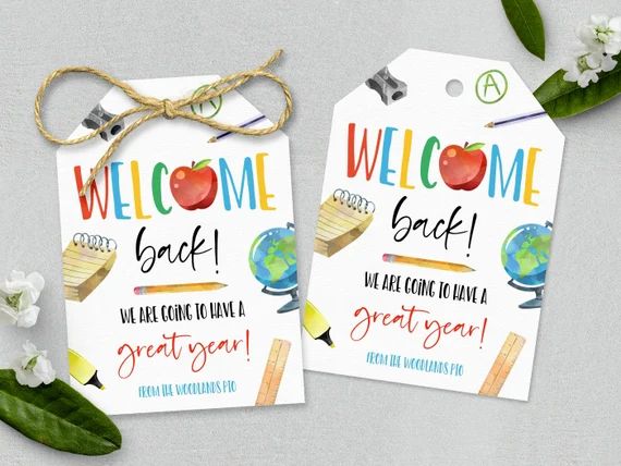 Welcome Back To School Gift Tag Editable, First Day Of School Teacher Gift, School PTO PTA, Apple... | Etsy (US)
