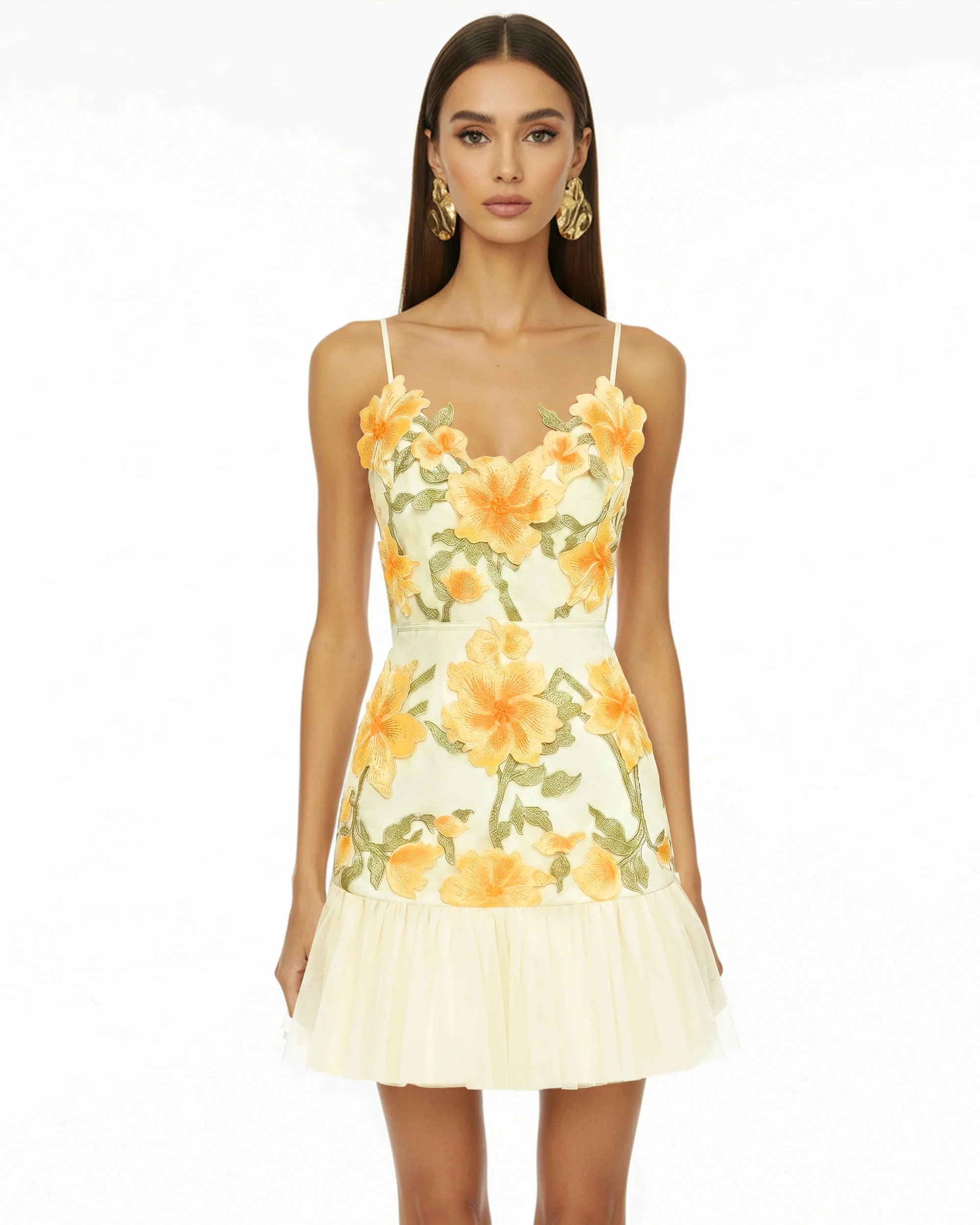 Floral Sling Mini Dress - Marigold | JW PEI US