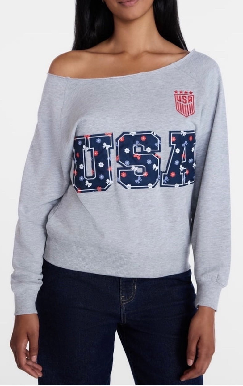 U.S. Soccer Federation Women's Americana World Cup Off Shoulder Sweatshirt, Sizes XXS-XXL