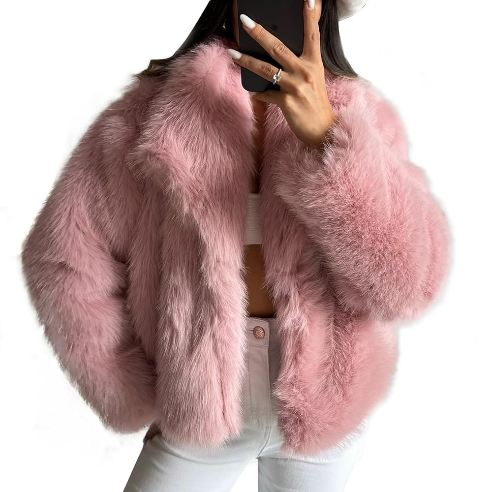 Flygo Women's Faux Fur Coat Fluffy Faux Fur Jacket Long Sleeve Lapel Furry Winter Jackets Shaggy ... | Amazon (US)