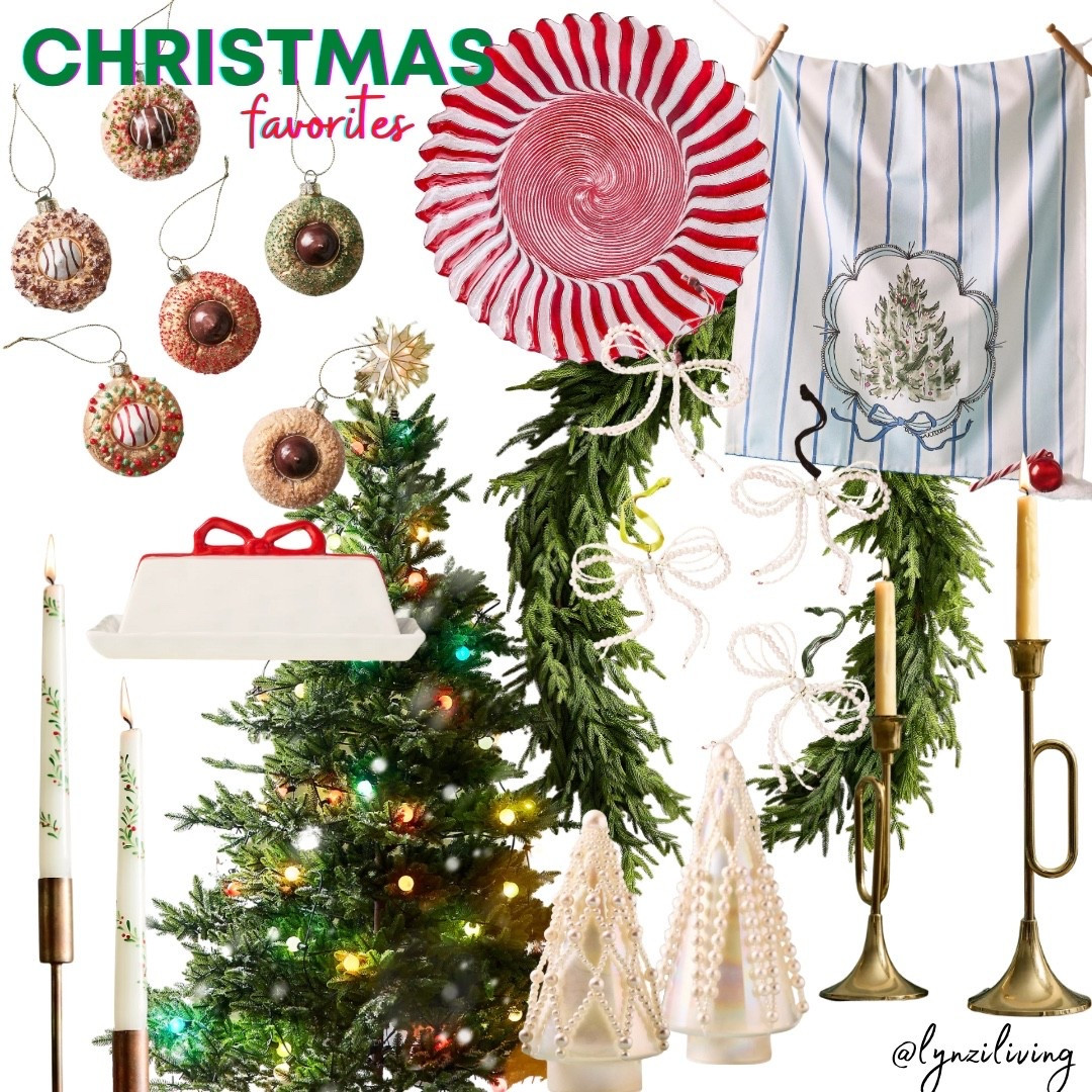Christmas Favorites 

Christmas decor 2025, Christmas decorations 2025, Christmas home decor 2025, holiday decor 2025, Christmas ornaments, cookie ornaments, Christmas dinnerware, candy cane plate, Christmas dinner plates, Christmas tea towel, Christmas kitchen towel, Christmas tree tea towel, Christmas garland, realistic garland, Bow pearl ornaments, trumpet taper candleholders, brass taper candle holders, Christmas candle holder, ceramic Christmas tree, glass Christmas tree, realistic Christmas tree, Christmas butter dish, bow butter,l dish, fridgescaping finds, Christmas candles, Christmas taper candles, Holly taper candles

#LTKHome #LTKHoliday #LTKSeasonal