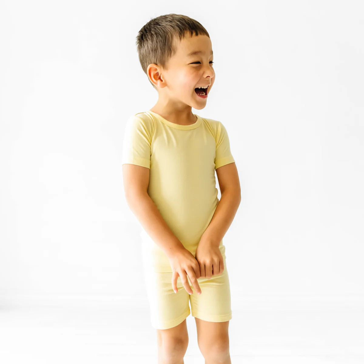 Lemon Twist Two-Piece Short Sleeve & Shorts Bamboo Viscose Pajama Set | Little Sleepies