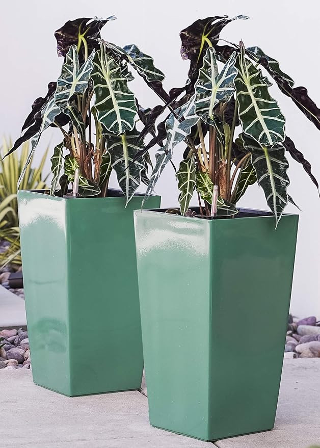 XBrand PL3509TUR Nested Plastic Self Watering Indoor Outdoor Square Planter Pot, Set of 2, 22 Inc... | Amazon (US)