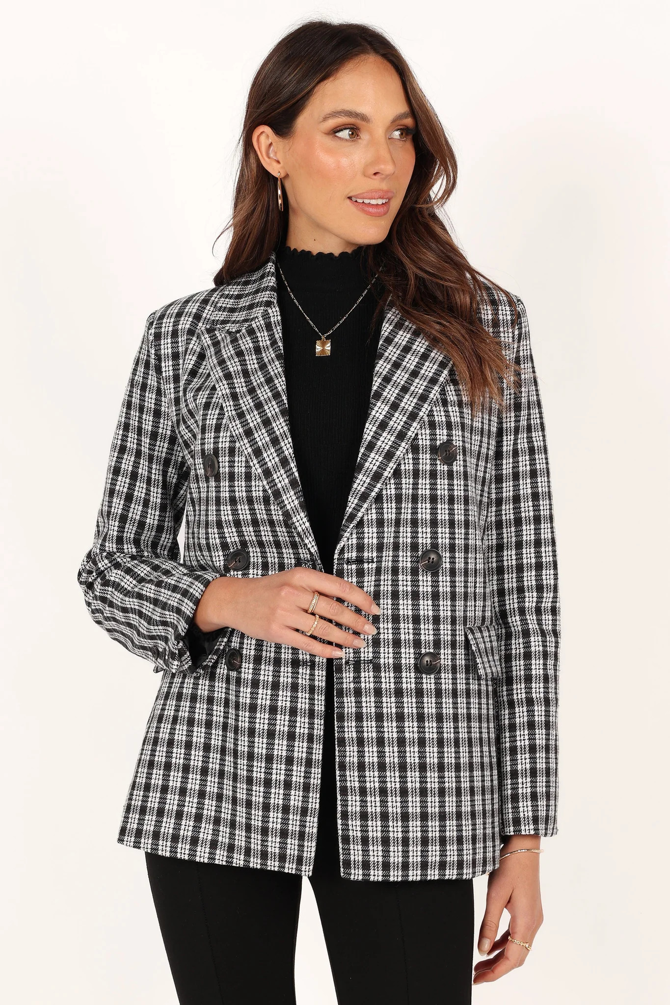 Elizabeth Plaid Blazer - Black | Petal & Pup (US)