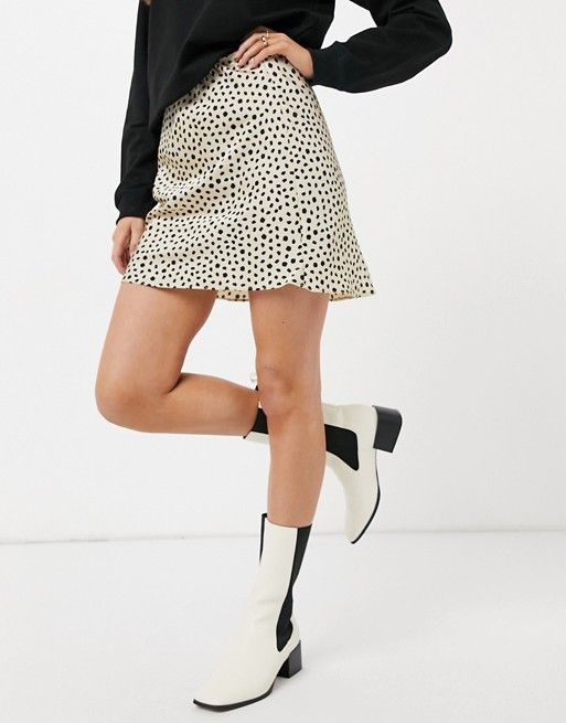 ASOS DESIGN mini satin slip skirt in animal print | ASOS (Global)