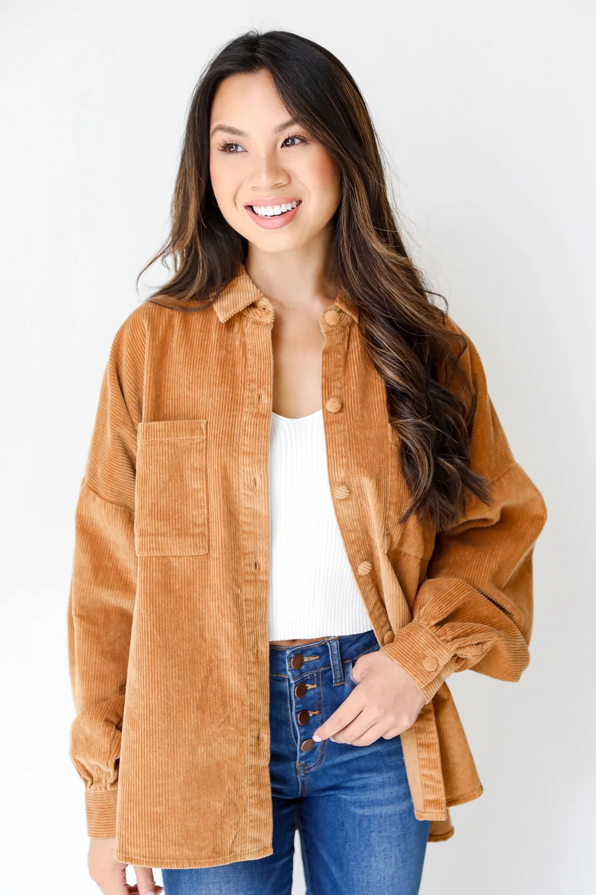 Strike A Cord Corduroy Shacket | Dress Up