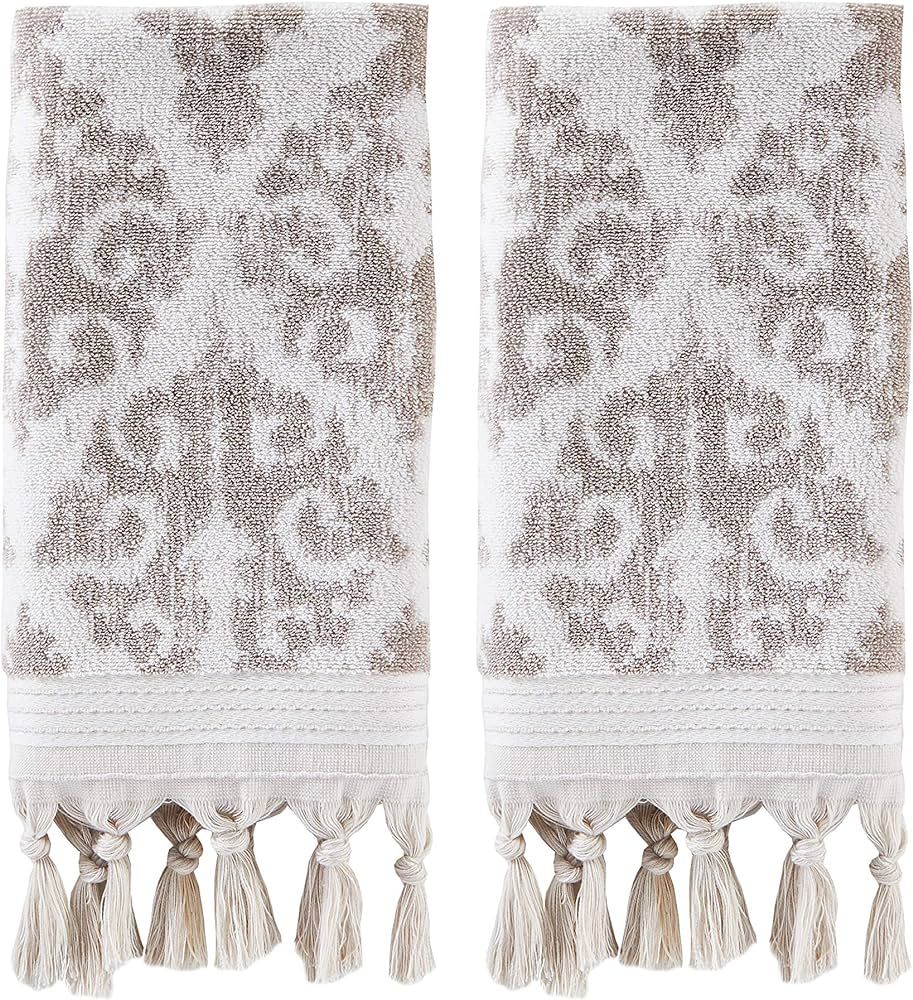 SKL Home Mirage Fringe 100% Turkish Cotton Hand Towel (2-Pack), Taupe , 16x26 in | Amazon (US)
