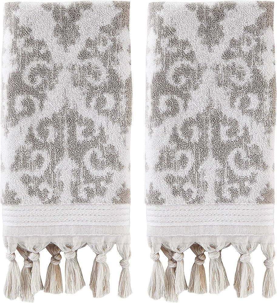 SKL Home Mirage Fringe 100% Turkish Cotton Hand Towel (2-Pack), Taupe , 16x26 in | Amazon (US)