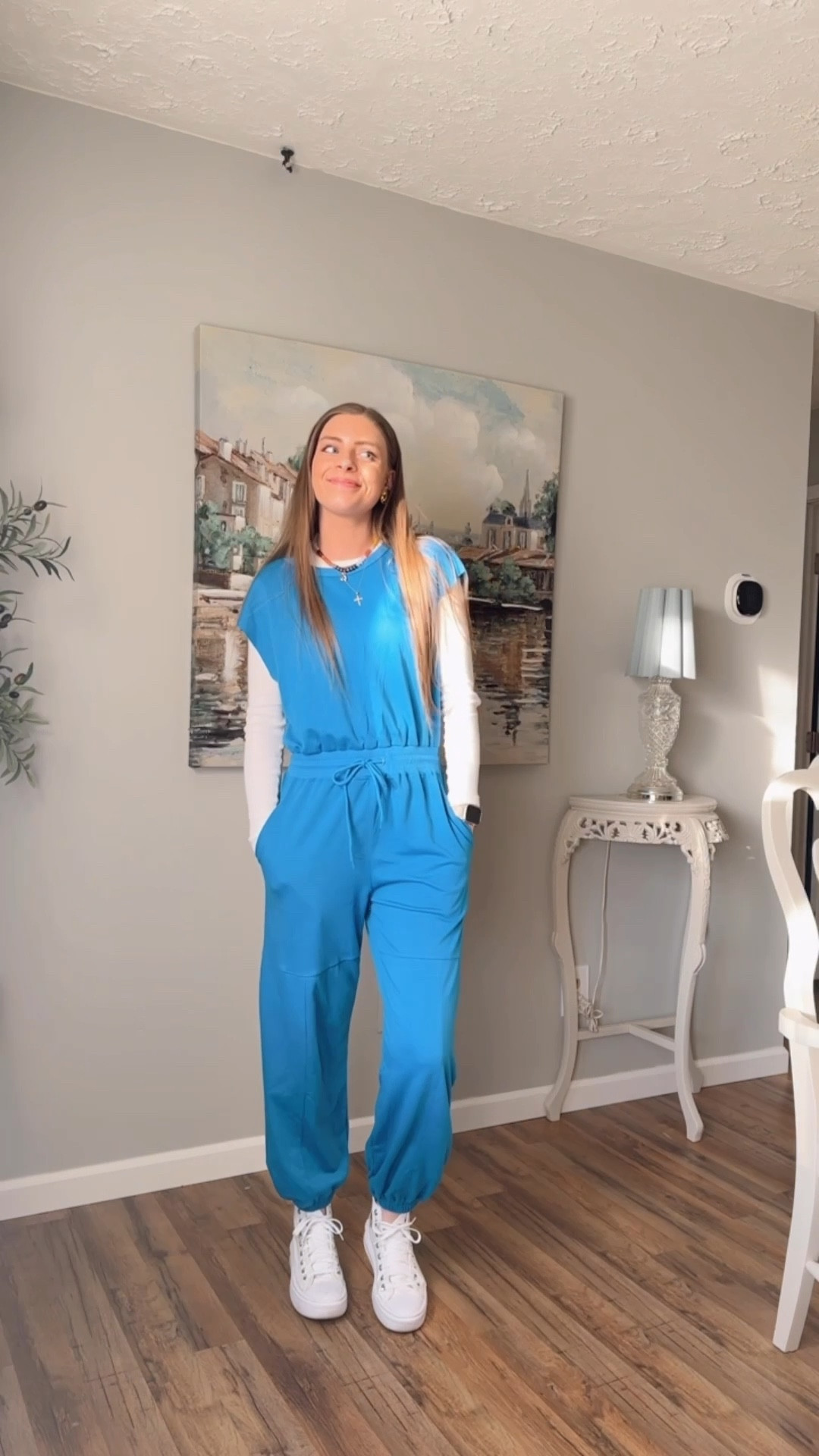 OOTD 2/28/25

Bright blue cobalt jumpsuit, cinched waisted jumpsuit sweatsuit, long romper short sleeve, affordable Amazon finds for less, cap sleeve jumpsuit with tie, white ribbed long sleeve basic top, Amazon wardrobe basics, white high top converse platform shoes sneakers, colorful bead necklace, dainty initial necklace, dainty vintage antique ornate cross necklace gold, affordable Amazon jewelry finds, gold button antique oval vintage stud earrings, tall girl friendly outfit, tall girl style on a budget, work outfit ideas, casual everyday outfit inspiration 

#LTKSeasonal #LTKStyleTip #LTKShoeCrush