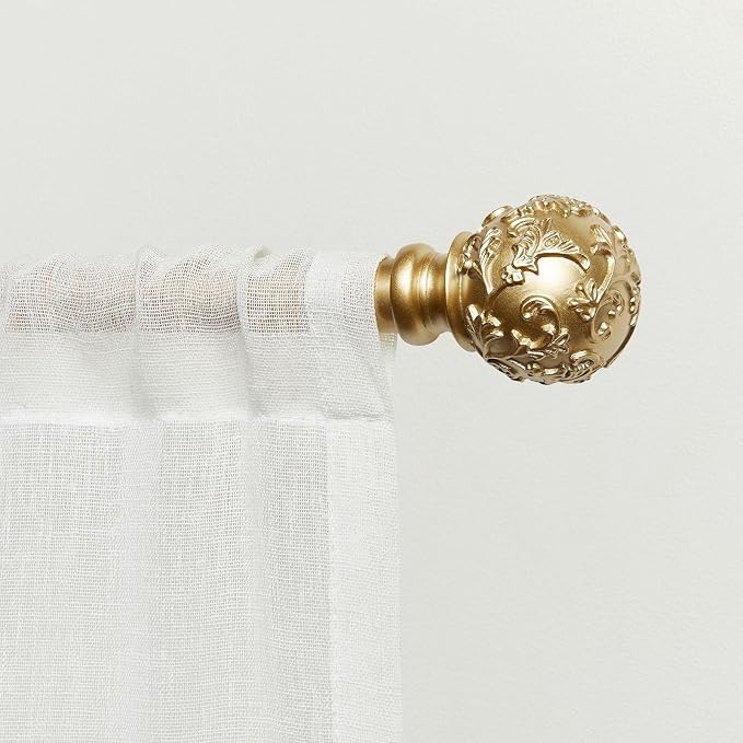 Exclusive Home Vine 1" Curtain Rod and Finial Set, Gold, Adjustable 66"-120" | Amazon (US)