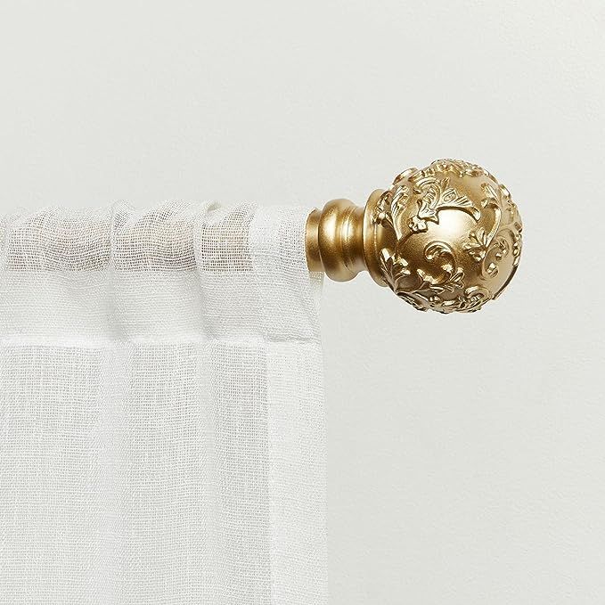 Exclusive Home Vine 1" Curtain Rod and Finial Set, Gold, Adjustable 66"-120" | Amazon (US)