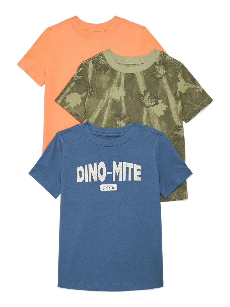 Wonder Nation Little Boys Multipack Short Sleeve Tees, 3-Pack, Sizes 4-10 | Walmart (US)