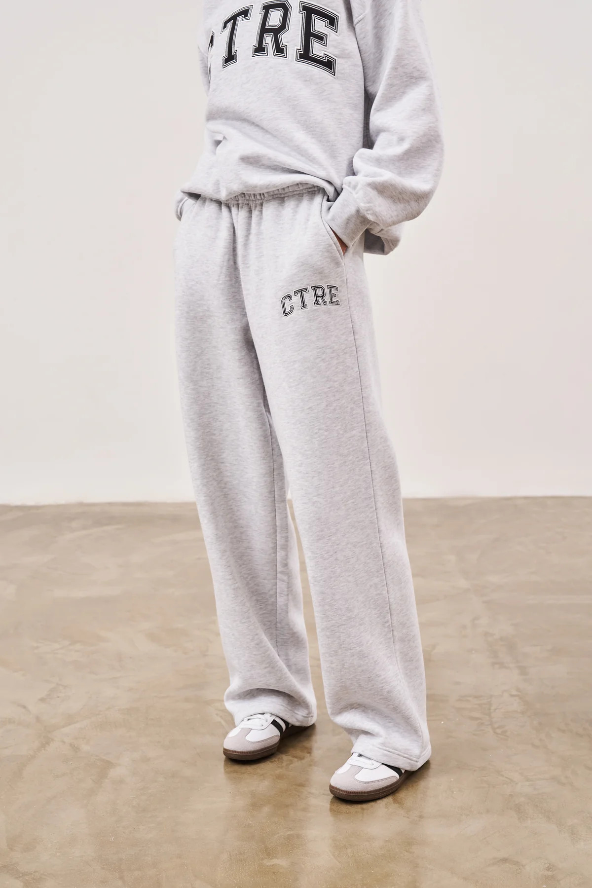 CTRE WIDE LEG JOGGERS - GREY MARL | The Couture Club