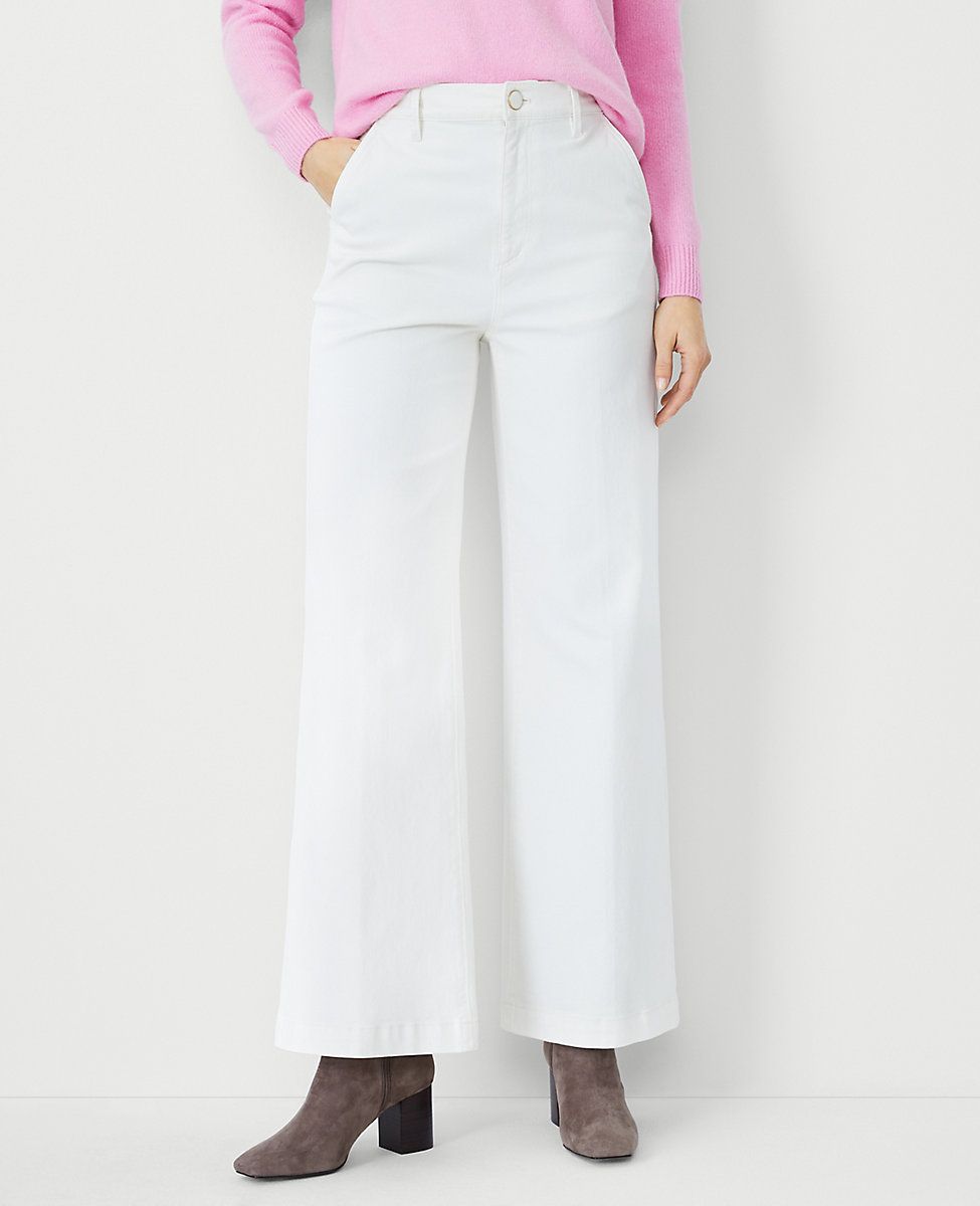 AT Weekend High Rise Trouser Jeans in Ivory | Ann Taylor (US)