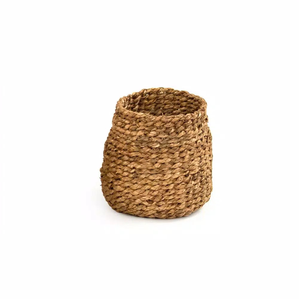 Zentique Round Concave Hand Woven Wicker Water Hyacinth Small Basket without Handles-ZENWS-B26 S ... | The Home Depot