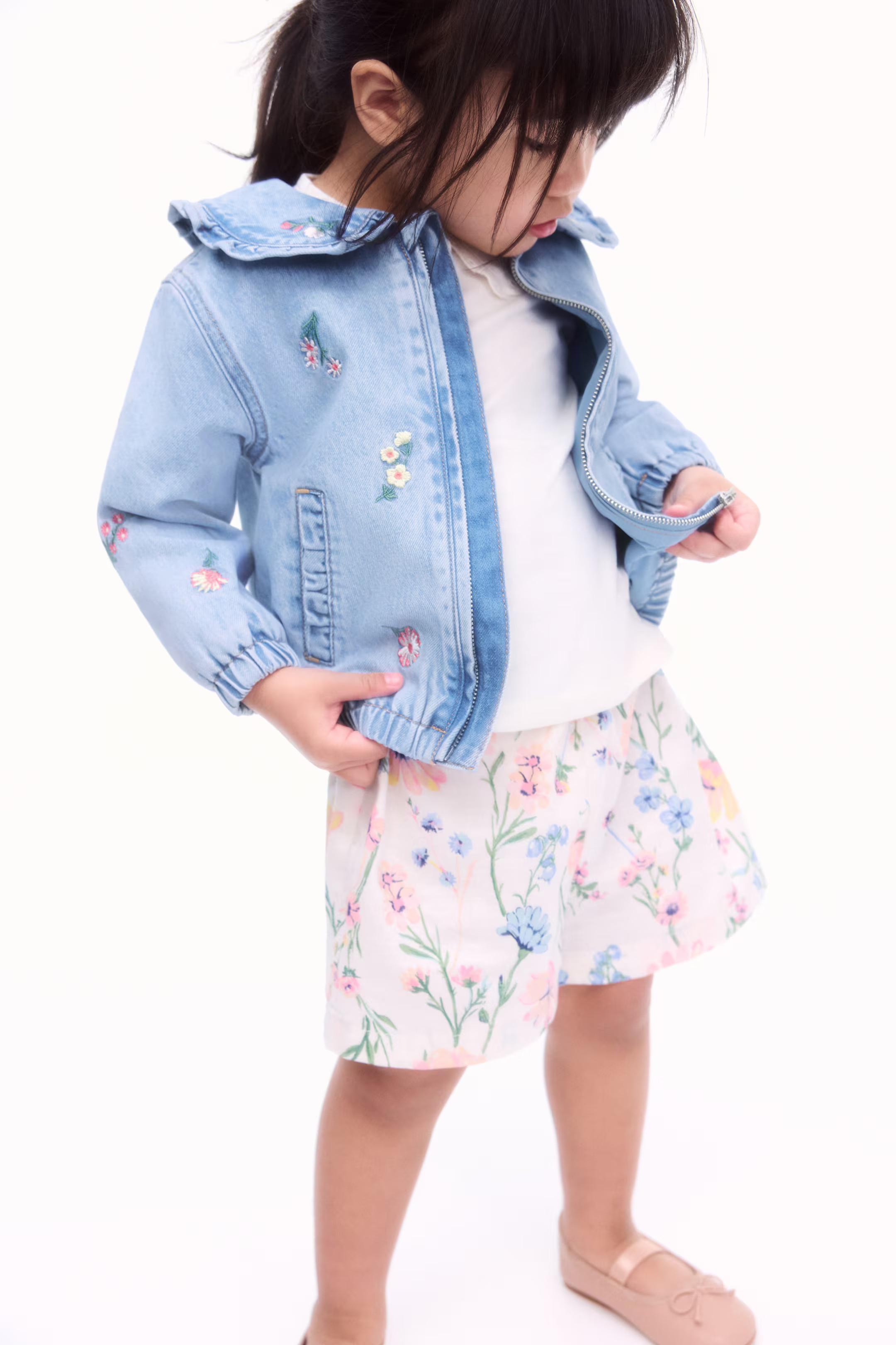 Embroidered-Detail Denim Jacket | H&M (US + CA)