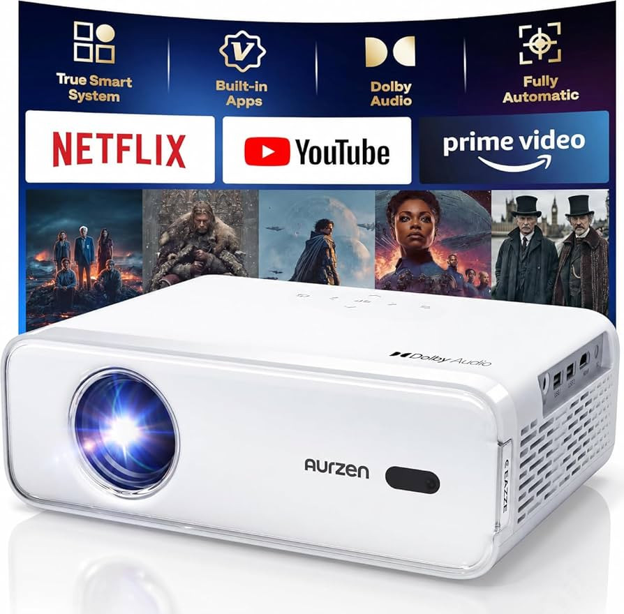 Aurzen EAZZE D1 Smart Projector with WiFi and Bluetooth, Built-in APP, Auto Focus/Keystone, DoIby... | Amazon (US)