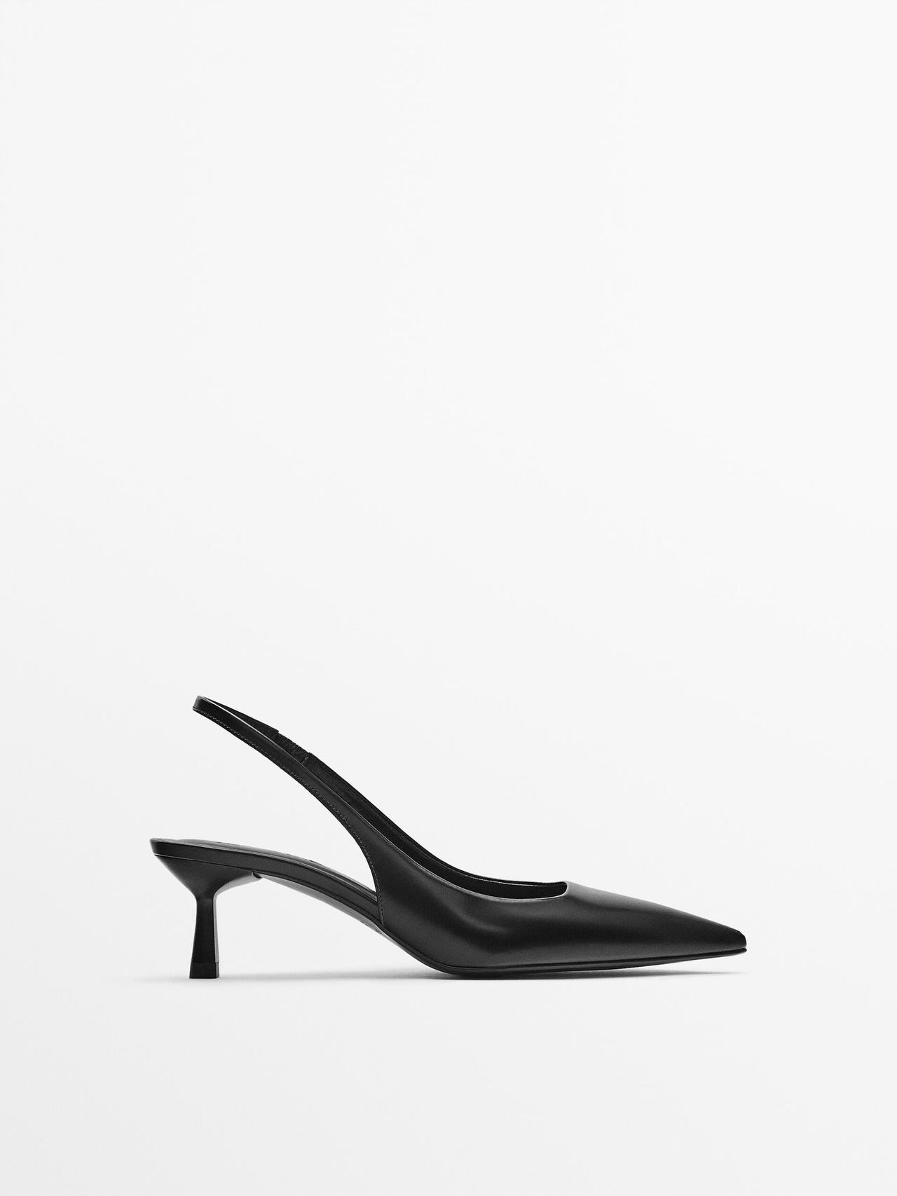 Slingbacks mit Absatz aus Leder | Massimo Dutti DE