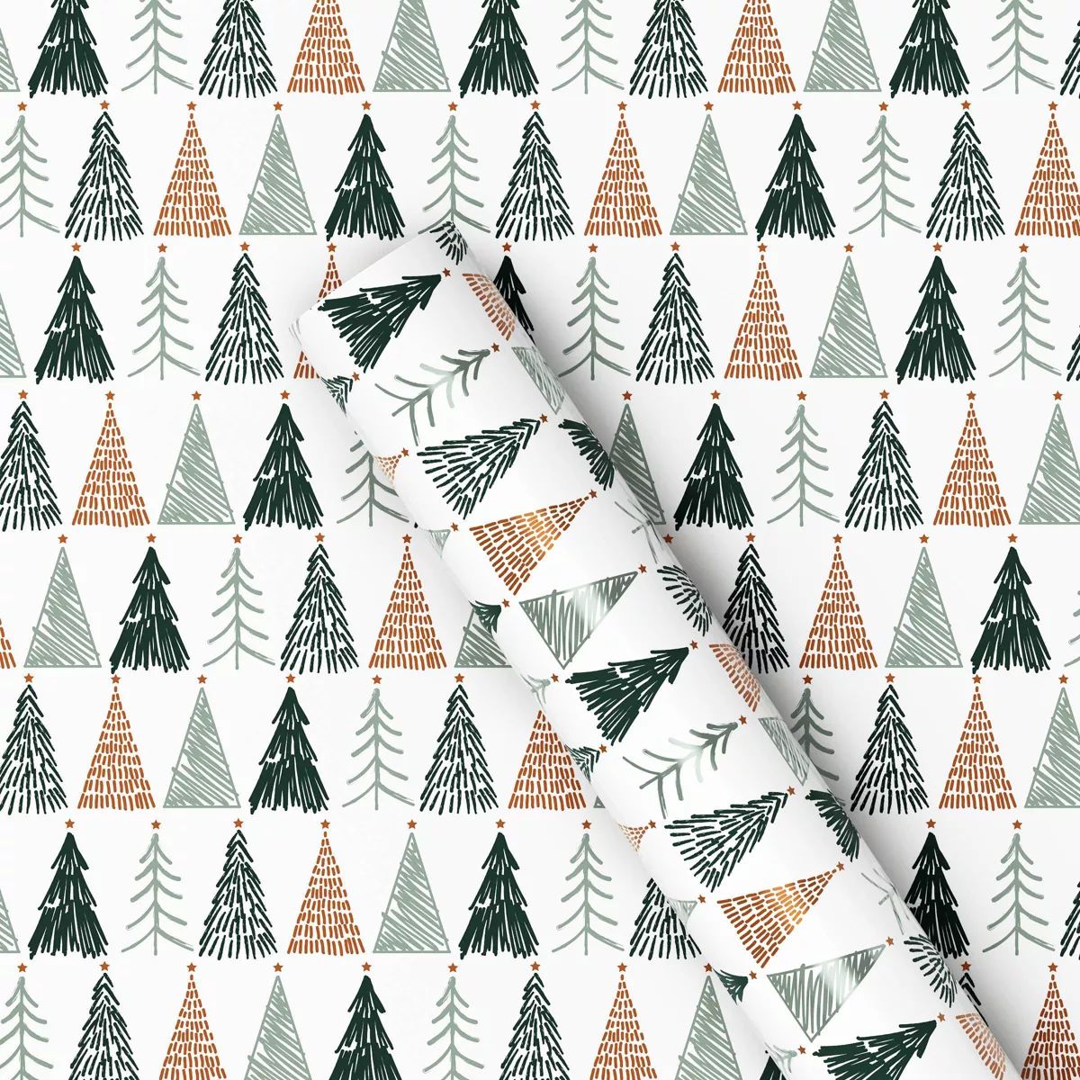 25 sq ft Sketched Trees Christmas Gift Wrap White - Wondershop™ | Target