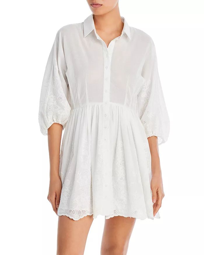 Floral Embroidered Eyelet Mini Shirt Dress - 100% Exclusive | Bloomingdale's (US)