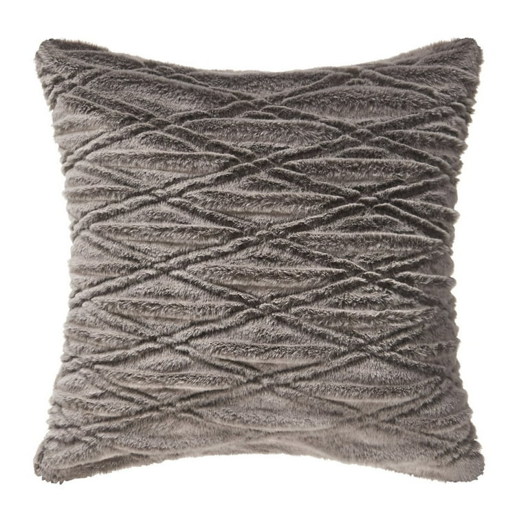 Better Homes & Gardens Diamond Ruched Fur Pillow, 20'' X 20'' | Walmart (US)