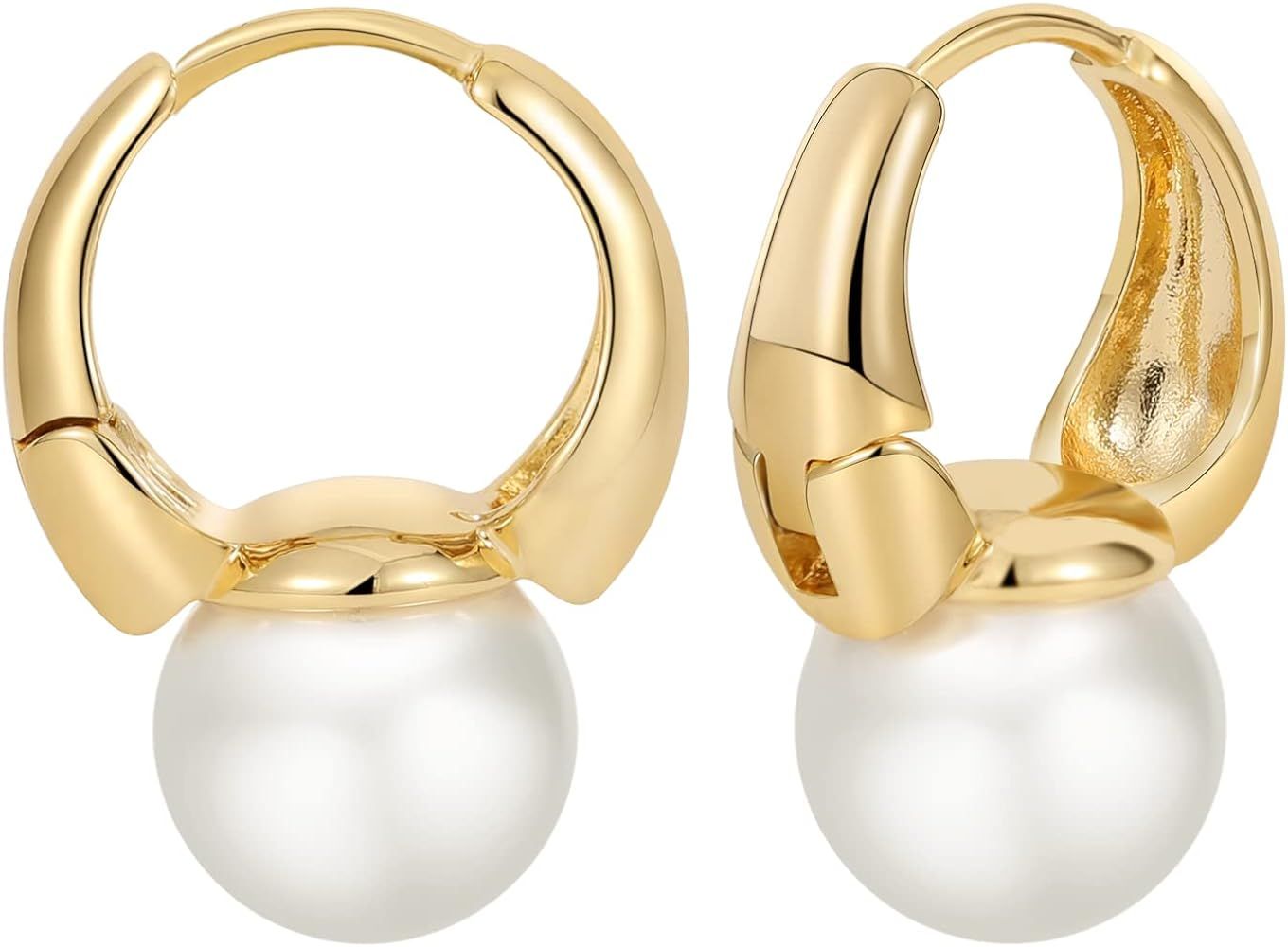VENOCO Dainty Pearl Earrings for Women Gold Pearl Drop Earrings Sterling Silver Large Baroque Pea... | Amazon (US)