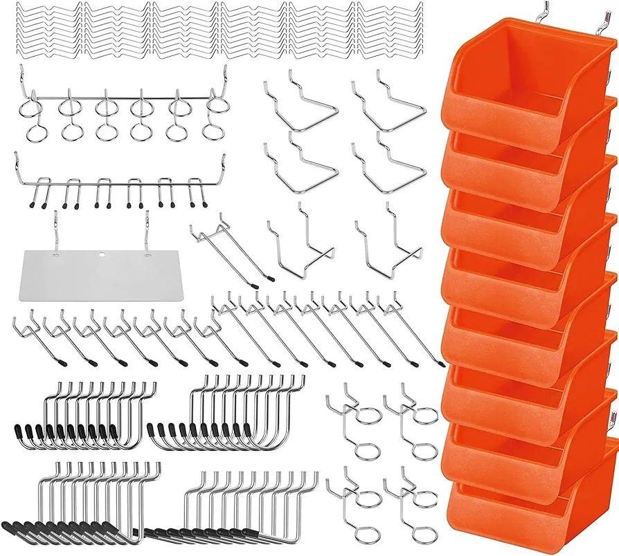 HORUSDY 150-Piece Pegboard Hooks Assortment, Pegboard Accessories with Pegboard Bins for Organizi... | Amazon (US)